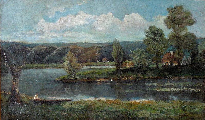 unknow artist Landscape with river France oil painting art